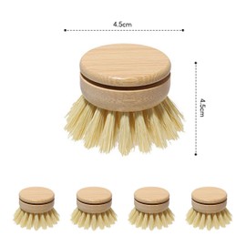 Wooden Washing Up Brush, 4PCS Replacement Brush Heads for Eco Dish Brush, Eco Bamboo Dish Brush, Natural Dish Brush, Kitchen Eco Bamboo Scrubber Brushes for Washing and Cleaning