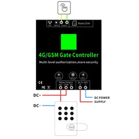 GSM Gate Opener G203 Relay Switch 3G 4G Garage Door Access Remote Control Support Remote Restart Reset DC9V 36V, Default
