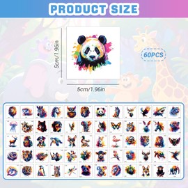 CharmeFleur Watercolour Animals Temporary Tattoos for Children - 60 Designs for Girls and Boys Body Arm Shoulder Tattoo Stickers, Birthday Party Decor