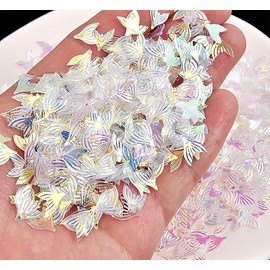 Mermaid Tail Confetti Table Confetti Small PVC Confetti Mermaid Party Glitter Confetti Fish Tail Sequins for DIY Art Nail Artwork Sea Party Decorations -10g, Holographic White