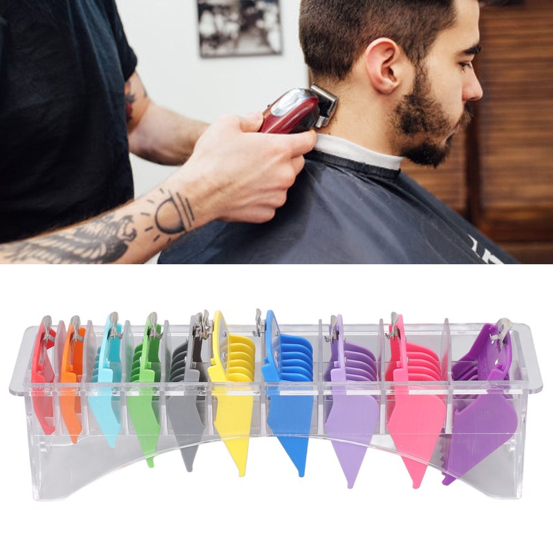 10 Sizes Hair Clipper Combs Guides Professional Colorful Number Coded
