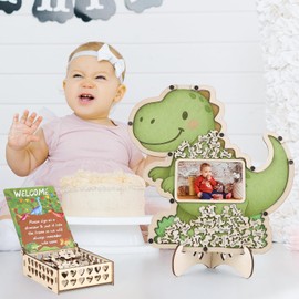 Aymolas Dinosaur Baby Shower Guest Book Alternatives Set Dinosaur Baby Shower Decorations with Photo Frame Guest Book Alternative for Birthday Party