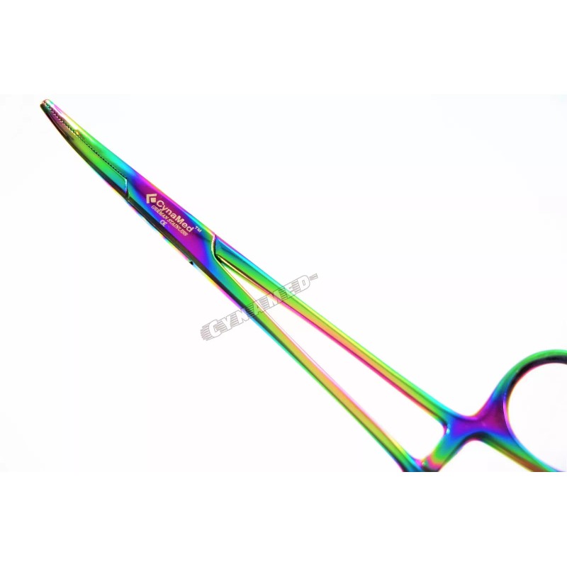 CYNAMED CURVED MOSQUITO FORCEPS 5" HEMOSTAT MULTI-COLOR GERMAN HIGH GRADE