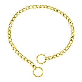 WePet Dog Chain Collar, Metal Slip Collar, Heavy Duty Choke Collar, for Training, Control, Durable Steel Cuban Links, Avail, Gold, XS