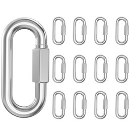 (Made in USA) Stainless Steel Chain Quick Links Locking Carabiners, Chain Hooks Heavy Duty Chain Durable, Anti-Rust, Carabiner for Big Chain, Hammock Hanging, Camping 6-12-20-30 Pack (2-1/2'', 12)