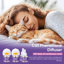 Tcllka Cat Pheromone Diffuser with 4 X 48ml Refills Calming Plug in for Cats Comforting Pheromone Formula for Anxiety Relief – Controls Scratching, Spraying, and Conflict