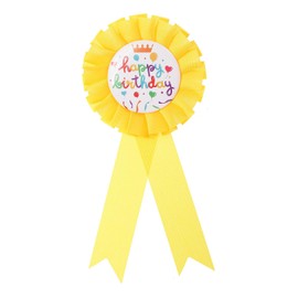 PATIKIL Birthday Award Ribbon, 6" Award Ribbon Brooch Birthday Badge Ribbon Button Pin Celebration Accessory for Party Decoration Celebration, Yellow
