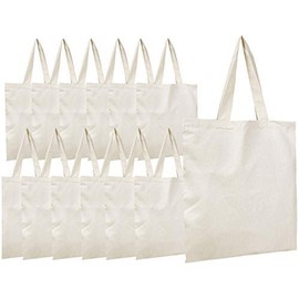 Wholesale Canvas Tote Bags in Bulk - 12 Pack - Reusable Plain Cotton Canvas Bags 15 X 16 Blank Tote Bags for Crafts, Grocery Shopping, Events, Business Promotions and More!