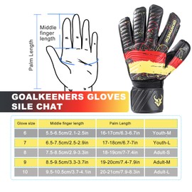 GKHMNEW Soccer Goalkeeper Gloves – Pro-Level Super Superior Grip, Enhanced Finger Protection, Breathable & Durable Comfort for Training, Matches – Youth, Kids, Adult Sizes 6-10 (Black, 6)