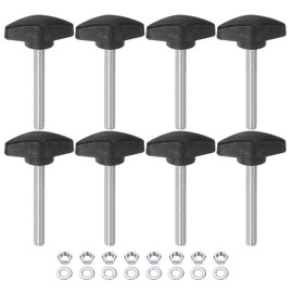 sourcing map 8pcs Tee Wing Knobs M6 x 50mm Metric Thread 36mm T Head Plastic Handles Thumb Screws Hand Clamping Threaded Stud Knob Grip Thumbscrew with Nuts Washers, Black