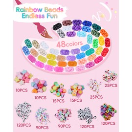 BestNow Pony Beads Bracelet Making Kit 48 Colors Friendship Bracelet Craft Kit with Alphabet Beads DIY Creative Gift for Bracelets Kandi for Girls boy Ages 6 7 8 9 10 11 12