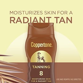Coppertone Sunscreen Tanning Lotion SPF 8, Lightweight and Non Greasy Sunscreen, Water Resistant, Oxybenzone Free, Sun Tan Lotion Moisturizes Skin for