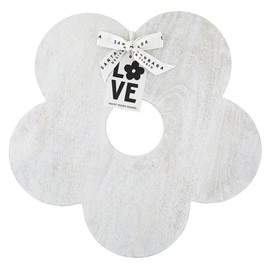 Santa Barbara Design Studio Mango Wood Charcuterie Boards Cheese Board Round Wine Holder, 17.5" Diameter, White Daisy