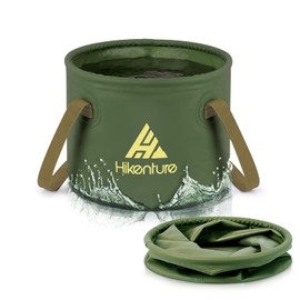 Hikenture Folding Bucket, Freestanding, Long Handle, 3.1 gal (15 L), 6.6 gal (20 L), Large Capacity, Waterproof, Dirt-Proof, Flame-Proof, Outdoor, Round and Square, Folding Bucket, Lightweight,