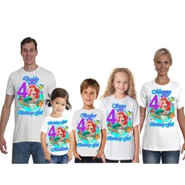 Custom Mermaid Birthday Shirt with Any Name and Age Mermaid Family Matching Shirts Mermaid Princess Birthday Shirt Girl Party
