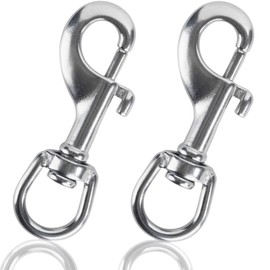 Faneta Stainless Steel 316 Swivel Eye Snap Hook, Marine Grade Scuba Diving Bolt Snap, Single-Ended Flag Pole Clips for Flag Ropes, Dog Leashes, and Camera Straps (Set of 2) (3-1/8 inch)