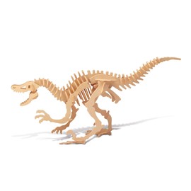 Puzzled 3D Puzzle Velociraptor Dinosaur Wood Craft Construction Kit Fun Unique & Educational DIY Wooden Dino Toy Assemble Model Unfinished Craft Hobby Puzzle 42pc Pack