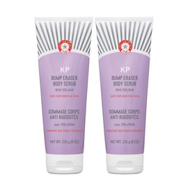 First Aid Beauty - KP Bump Eraser Body Scrub with 10% AHA, Keratosis Pilaris Skin Exfoliater with Glycolic and Lactic acids, Helps Reduce Chicken Skin Bumps, Safe for Sensitive Skin, 8 oz, 2ct