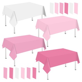 Whaline 16Pcs Pink Plastic Tablecloth 4 Gradient Pink Colors Rectangle Table Cover Waterproof Table Cloth for Birthday Wedding Decoration Supplies, 54 x 108 Inch
