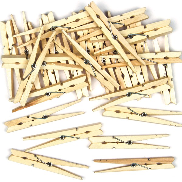 Baker Ross AG292 Natural Wooden Craft Pegs, Ideal for Greeting