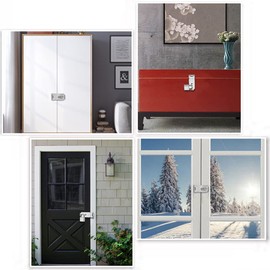 Lockable Latch Lock 2 Pieces Padlock Hasp Stainless Steel Door Lock Security Device Door Fitting Metal Hasp Lock for Padlocks Silver