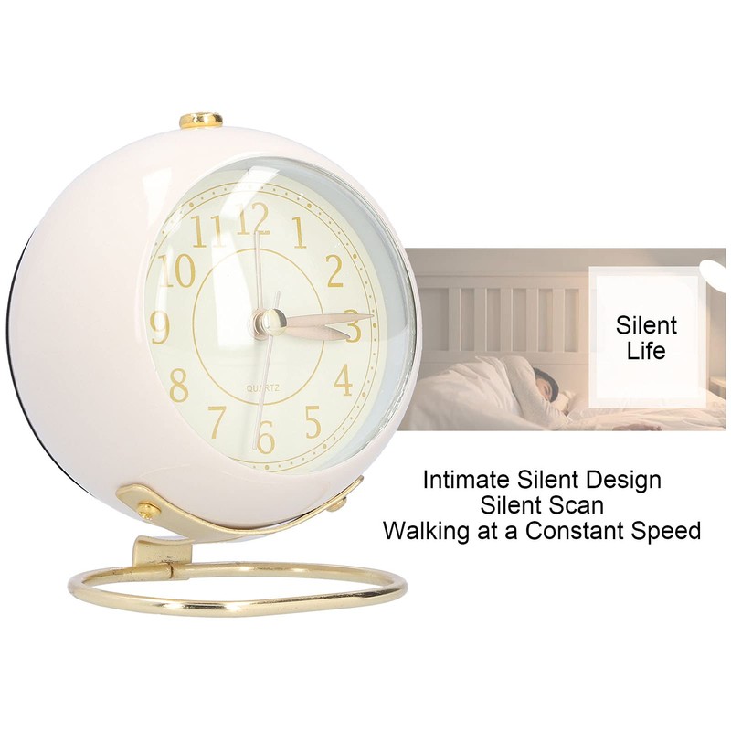 MUNEFE Alarm Clock, Super Silent Non Ticking Clock, Fashionable Round