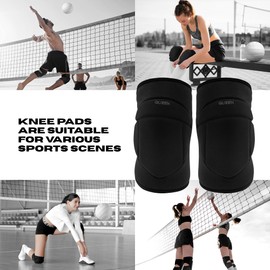 Queen Wear Volleyball Knee Pads for Men and Women – Perfect Protection for Indoor Sports, Ballet, Modern Dance – Sleek Black 4Pro (XL)