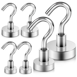 FRIDEE 6-Pack Garage Storage Hooks – 28LB & 50LB Magnetic Strong Magnets, Home, Cruise Cabins, Classroom, Fridge, and Camping (2025 Must-Have Storage Solution)