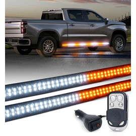LUMENIX 70-Inch Running Board Strobe Lights Strip Amber Light Bar for Trucks LED Emergency Lights for Vehicles Flexible Flashing Warning Safety Security Lights for Cars Pickups - Yellow White