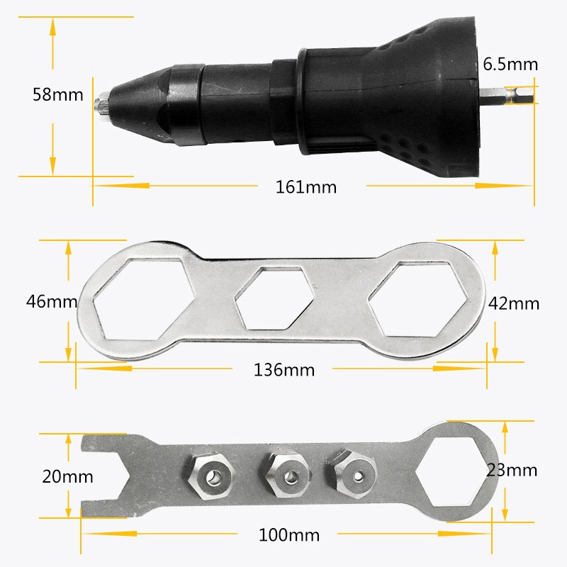 Electric Rivet Gun Drill Adapter Nut Riveting Adaptor Power Tool