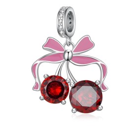 Fuguangju Cherry Charm 925 Sterling Silver Cute Cherry Charms Cherry Jewelry Gifts for Women