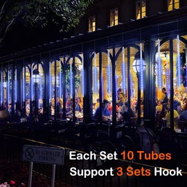 Vikdio Christmas Lights Outdoor, Meteor Shower Lights 30cm 10 Spiral Tubes 300 LEDs 3.15m Lit Length, Waterproof Snowfall Icicle Lights for Outdoor Xmas Decoration Party Tree Window (Blue)
