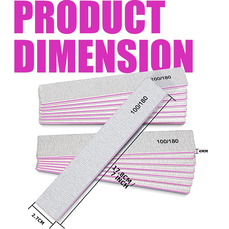 15 Pcs Professional Nail Files Double Sided Rectangule Shape Emery