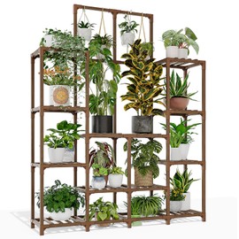 GENTINGBRO Plant Stand Indoor Outdoor 63" Tall Plant Shelf for Plants 12-Tier Large Plant Sheves for Living Room Heavy Duty Plant Rack Garden Balcony Patio Hanging Planter
