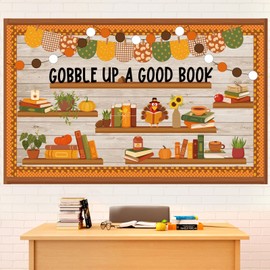 Containlol 99 Pcs Bookshelf Bulletin Board Set Fall Reading Bulletin Board Inspirational Reading Classroom Decor Fall Motivational Books Cutouts for Thanksgiving Day School Classroom Library Decor