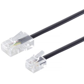 1aTTack.de 1x 3,0m - Telefonkabel RJ12 auf RJ45 Flachkabel Western Stecker 6/6 auf 8/6 Vergoldete Kontakte Für Telefonanlage Router Modem Fax Geräte