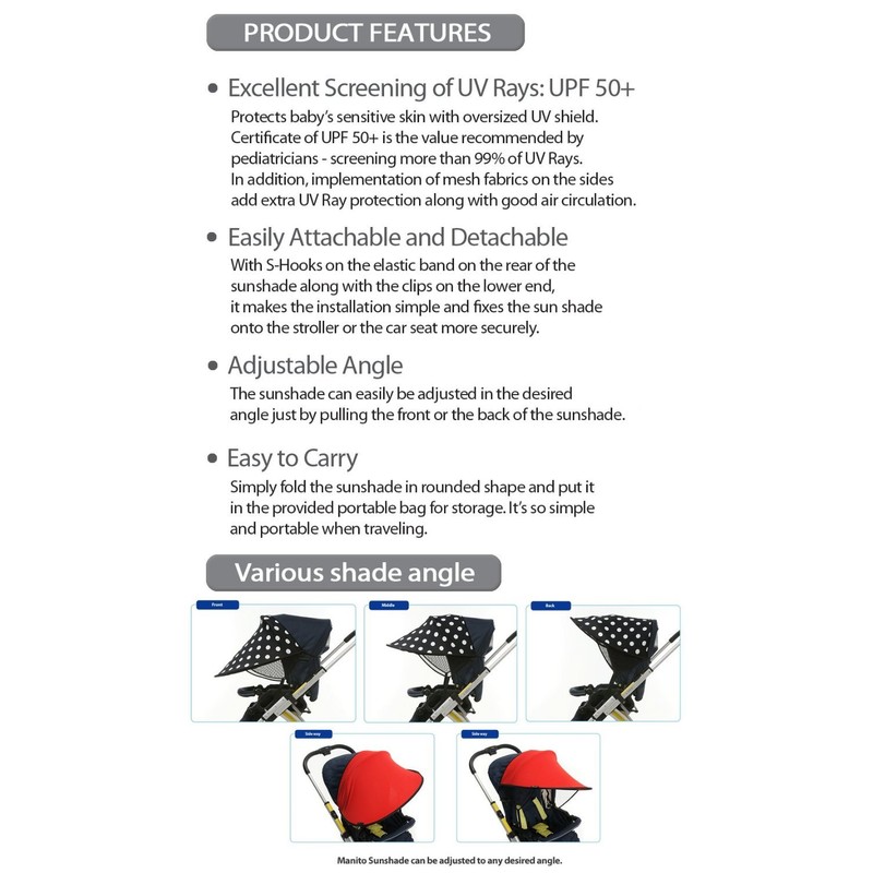 Manito Sun Shade for Twin Stroller (Red)