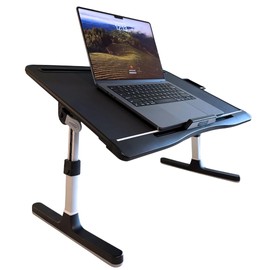 Xebec Air Desk Adjustable Laptop Lap Desk with Height & Tilt | Portable Standing Desk Converter | Foldable Bed Table with Storage Drawers & No-Slip Surface for Home Office Work