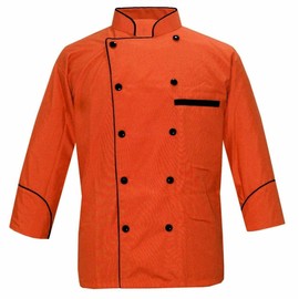 Men's Multi Color Chef Jacket/Light Weight Chef Coat With Contrast Black Piping(Size,S-5XL) (ORANGE, Medium)