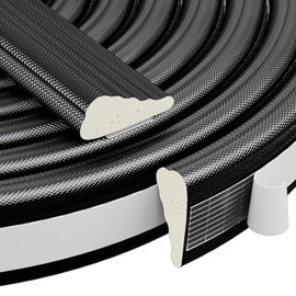 QDiShi 118" Wedge-Shape Weather Stripping Door Seal Weatherproof Foam Seals Self Adhesive Insulation Anti-Collision Strip Soundproofing Frame Insulation Tape Fits 0.13-0.31" Gaps(Black)