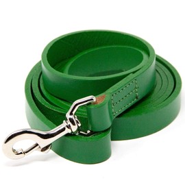 Logical Leather Dog Training Leash - Full Grain Leather Lead for Large Dogs - Green