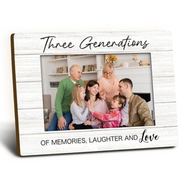 Foyoulame Three Generations 4x6 Picture Frame, Gifts for Family Families Wooden Picture Frame, Three Generations of Memories Laughter and Love on Decorative Photo Frames for Table Desk Decor