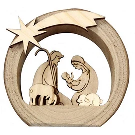 Mini-Crib: Grotto Wood with Holy Family and Animals