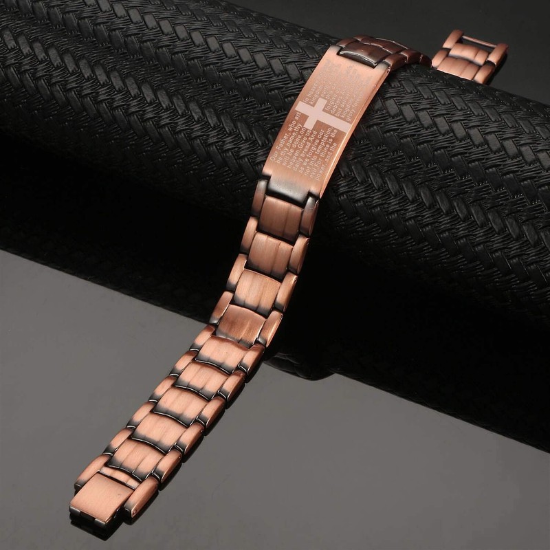 MagEnergy Copper Bracelet for Men, Cross Copper Magnetic Bracelet with