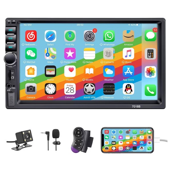 LSLYA Double Din Car Stereo,7 Inch Car Radio with HD