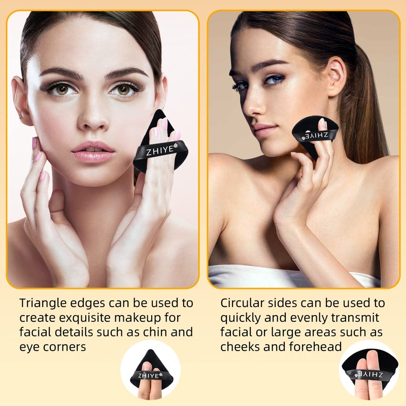 ZHIYE 6pcs Triangle Powder Puffs, Reusable Face Makeup Puff, Multifunctional
