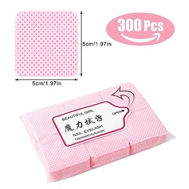 Qufiiry 300 St√ºck Fusselfreie Nagelt√ºcher, Nagellackentferner Pads, Fusselfrei Nagel Wattepads, Nagel Wischt√ºcher f√ºr Cleaner Geln√§gel Nagellackentferner Wattepads Nail Wipes Pads(Rosa)