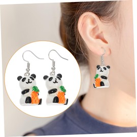 jojofuny Stylish Unique Panda Ear Studs Resin Metal Earrings Comfortable Sturdy Jewelry for Women