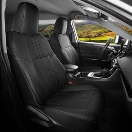 FEINEPRO for Toyota RAV4 Seat Covers 2013-2018 XLE SE Limited Platinum Adventure (not for LE) - Custom Faux Leather Car Seat Covers Full Set - Black