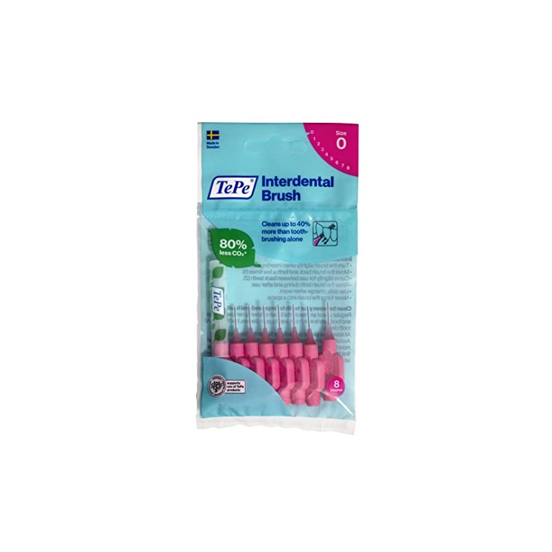 TePe Interdental Brush, Original, Pink, 0.4 mm/ISO 0, 8pcs, plaque
